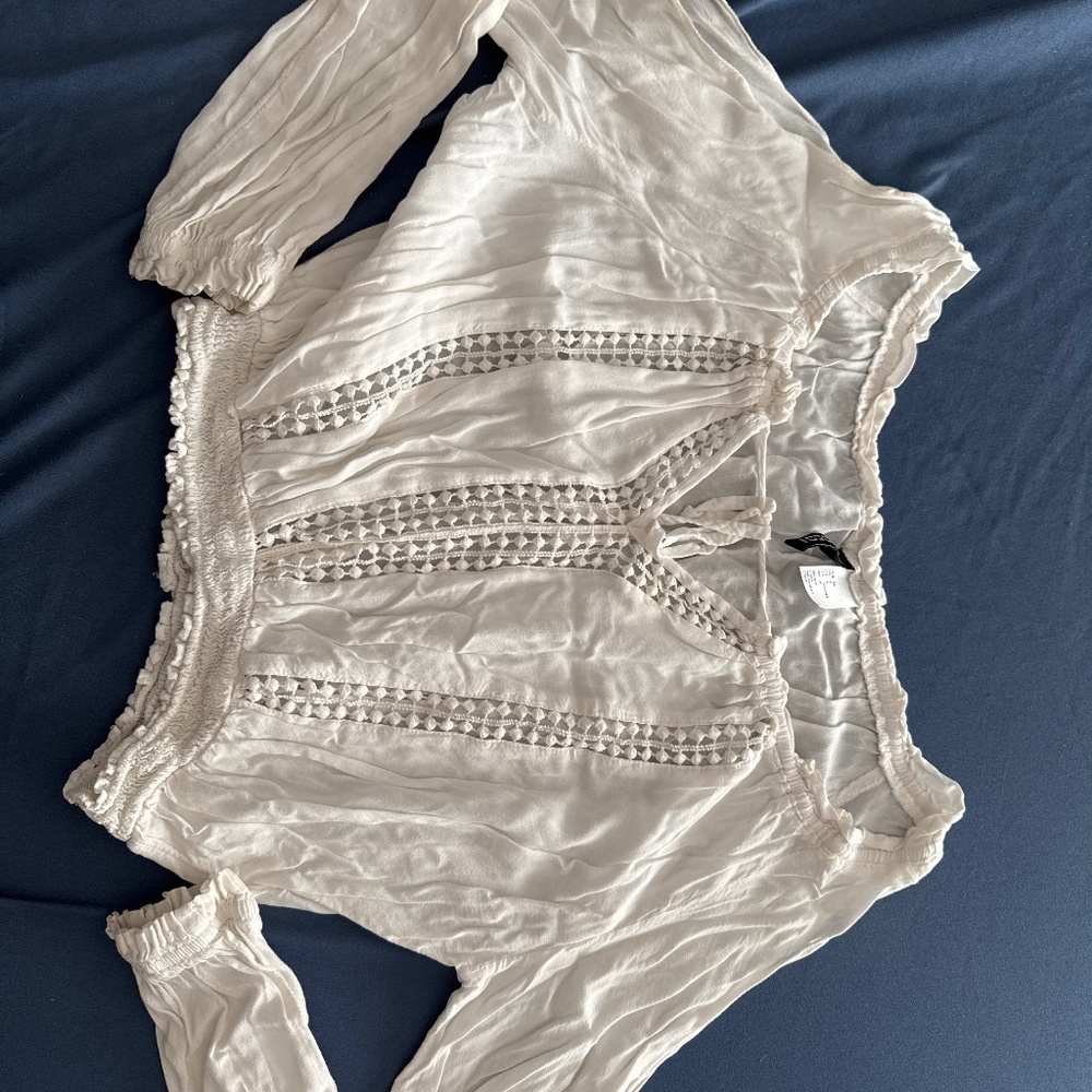 White embroidered long sleeve top H&M medium